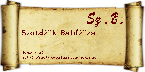 Szoták Balázs névjegykártya